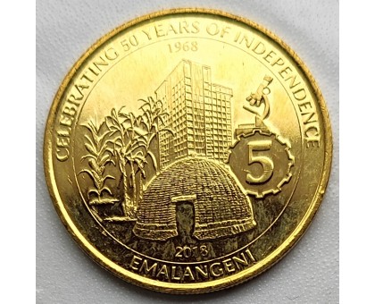 Свазиленд 5 эмалангени 2018. 50 лет Независимости UNC