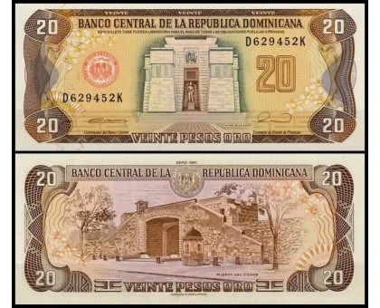 Доминикана 20 песо 1990