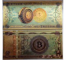 Сувенирная пластиковая банкнота 1 биткоин