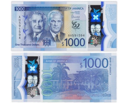 Ямайка 1000 долларов 2022. 60 лет независимости, полимер
