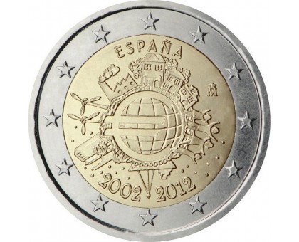 Испания 2 евро 2012. 10 лет наличному евро