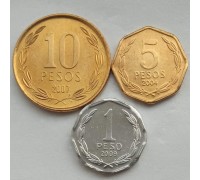 Чили 2004-2009. Набор 3 монеты