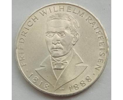 Германия (ФРГ) 5 марок 1968. Фридрих Вильгельм Райффайзен, серебро