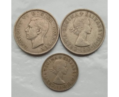 Великобритания 1947-1967. Набор 3 монеты