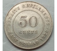 Стрейтс-Сетлментс 50 центов 1920 серебро