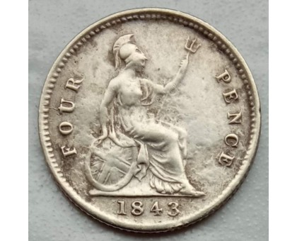 Великобритания 4 пенса 1843 серебро