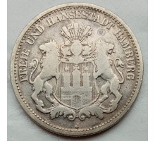 Германия (Гамбург) 2 марки 1876 серебро