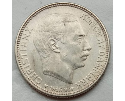 Дания 1 крона 1916 серебро