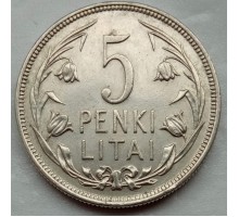 Литва 5 лит 1925 серебро