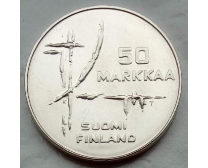 Финляндия 50 марок 1982. Чемпионат мира по хоккею, серебро