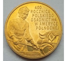 Польша 2 злотых 2008. 400 лет польским поселениям в Северной Америке