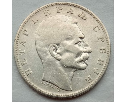 Сербия 1 динар 1904 серебро