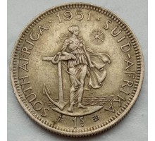 ЮАР (Южная Африка) 1 шиллинг 1951 серебро