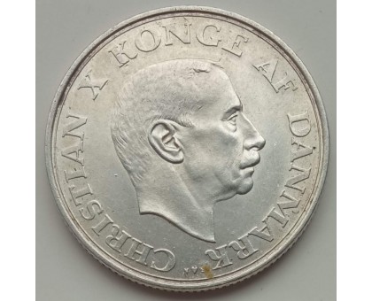 Дания 2 кроны 1937. 25 лет правления Кристиана X, серебро