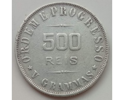 Бразилия 500 реалов 1908 серебро