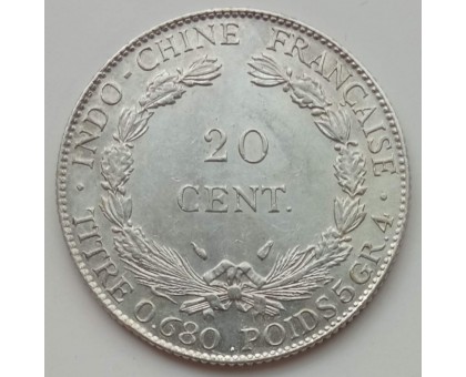 Французский Индокитай 20 сантимов 1937 серебро