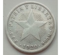 Куба 10 сентаво 1920 серебро