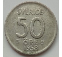 Швеция 50 эре 1958 серебро