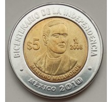 Мексика 5 песо 2008. 200 лет независимости. Мариано Матаморос