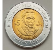Мексика 5 песо 2009. 200 лет независимости. Хосе Мария Кос