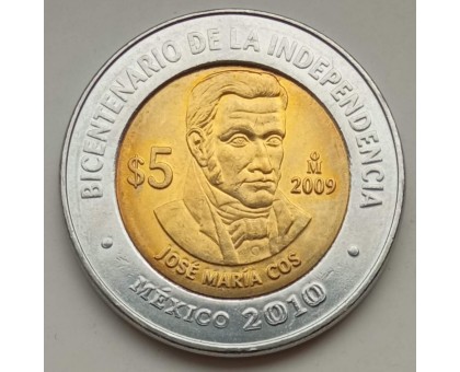 Мексика 5 песо 2009. 200 лет независимости. Хосе Мария Кос