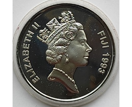 Фиджи 10 доллар 1993. 350 лет открытию Фиджи - Уильям Блай, серебро