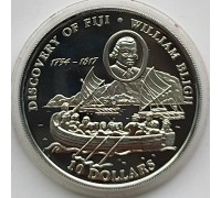 Фиджи 10 доллар 1993. 350 лет открытию Фиджи - Уильям Блай, серебро