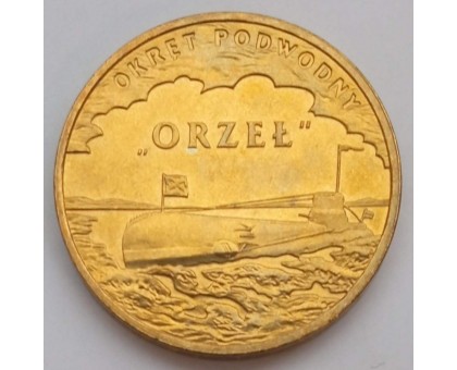 Польша 2 злотых 2012. Подводная лодка "Орел"