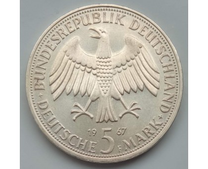 Германия (ФРГ) 5 марок 1967. Братья Вильгельм и Александр Гумбольдт, серебро