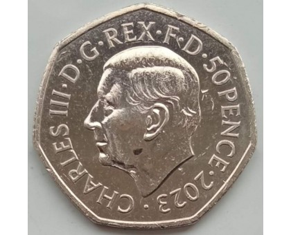 Великобритания 50 пенсов 2023. Коронация короля Карла III