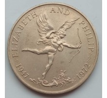 Гернси 25 пенсов 1972. 25 лет свадьбе Королевы Елизаветы II и Принца Филиппа