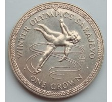 Остров Мэн 1 крона 1984. XIV зимние Олимпийские Игры, Сараево 1984