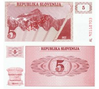 Словения 5 толаров 1990 образец