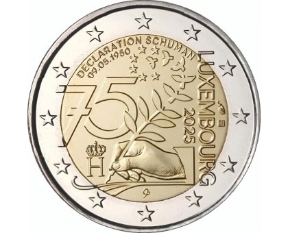 Люксембург 2 евро 2025. 75 лет декларации Шумана