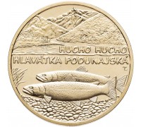 Словакия 5 евро 2025. Фауна и флора Словакии. Дунайский лосось
