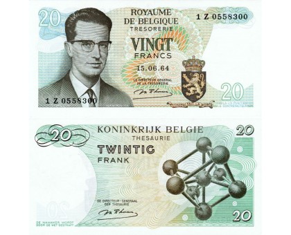 Бельгия 20 франков 1964