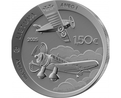 Литва 1,5 евро 2025. Самолет ANBO