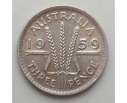 Австралия 3 пенса 1959. Серебро