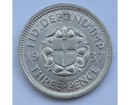 Великобритания 3 пенса 1937 серебро