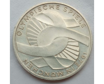 Германия 10 марок 1972. XX летние Олимпийские Игры, Мюнхен 1972 - Узел. Серебро