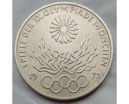Германия (ФРГ) 10 марок 1972. XX летние Олимпийские Игры, Мюнхен 1972 - Факел серебро