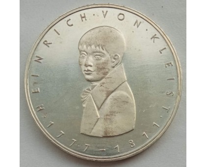 Германия (ФРГ) 5 марок 1977. 200 лет со дня рождения Генриха фон Клейста. Серебро