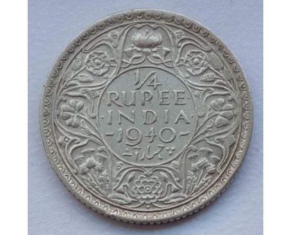 Индия 1/4 рупии 1940 серебро