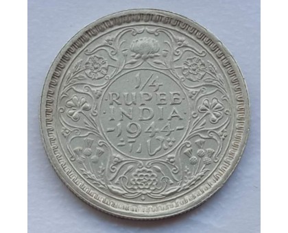 Индия 1/4 рупии 1944 серебро