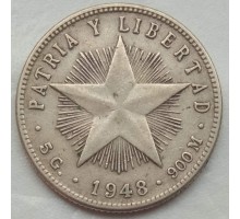 Куба 20 сентаво 1948 серебро