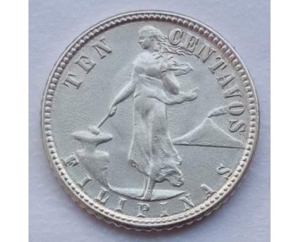 Филиппины 10 сентаво 1945 серебро
