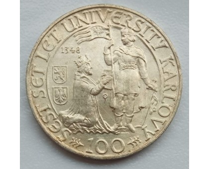 Чехословакия 100 крон 1948. 600 лет Карлову университету серебро