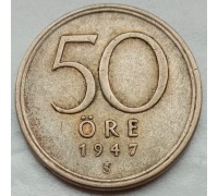 Швеция 50 эре 1947 серебро