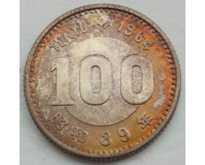 Япония 100 йен 1964. Олимпиада Токио. Серебро