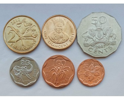 Свазиленд 2007-2011. Набор 6 монет UNC